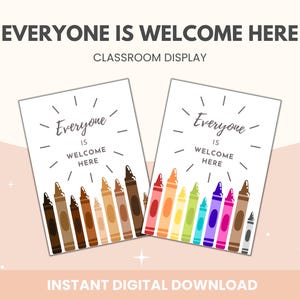 Tutti sono benvenuti qui Stampa / Stampa classe inclusiva / Stampa diversità / Stampa diversità classe / Stampa decorazione classe
