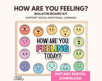 Feelings Bulletin Board Kit: Social Emotional Learning, Rainbow Classroom Decor (Digital Download)