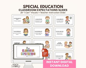 Special Education Visuals: Classroom Expectations Slides | Classroom Rules | Classroom Expectations Visuals (Digital Download)
