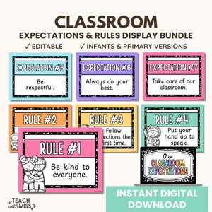 Classroom Rules Printable Posters | Classroom Expectations Posters | Classroom Management Visuals | Composition Notebook Classroom Decor