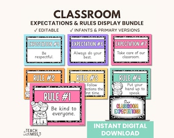 Klassenzimmer Regeln Poster Set: Komposition Notizbuch Motiv (Digitaler Download)