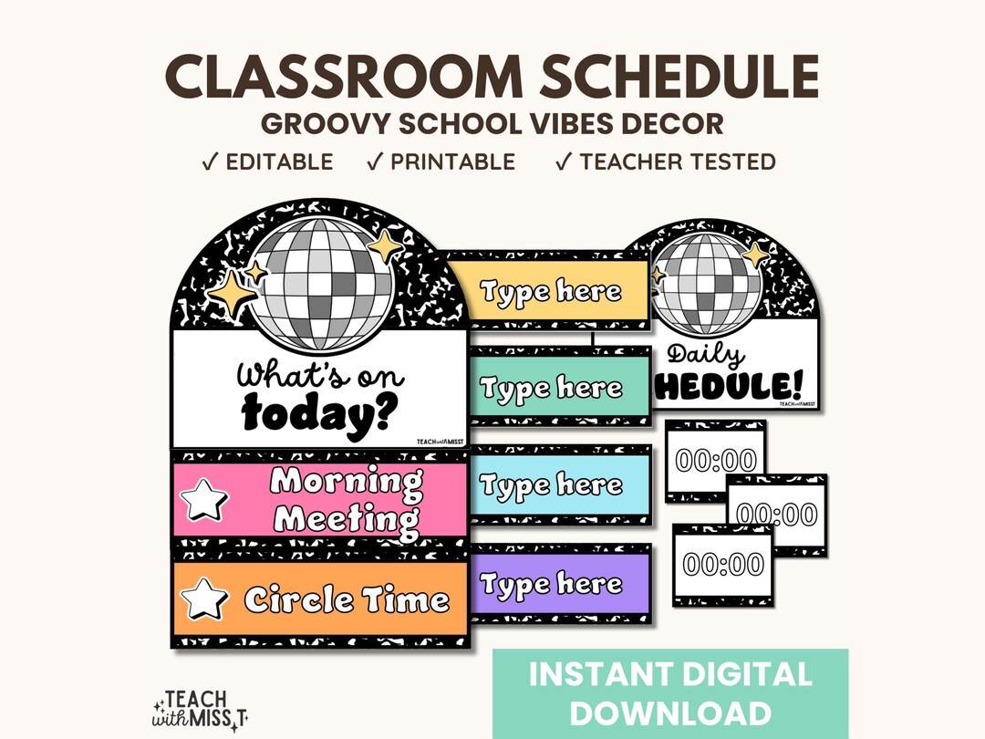 Editable Classroom Schedule Cards: Composition Notebook Theme (digital ...