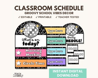 Editable Classroom Schedule Cards: Composition Notebook Theme (Digital Download)