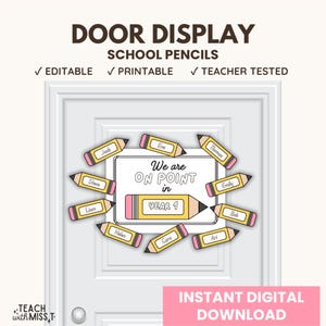 Expositor de porta de sala de aula com lápis: decoração de volta às aulas (download digital)