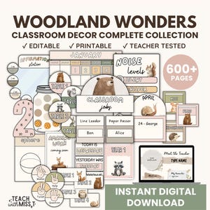 Woodland Wonders Classroom Decor Bundle Pack | Complete Classroom Display Bundle Collection | Classroom Printables Decor | Back to School