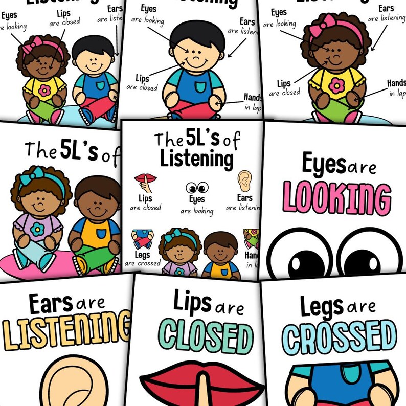 Whole Body Listening Visuals: 5l's of Listening Posters | Classroom ...
