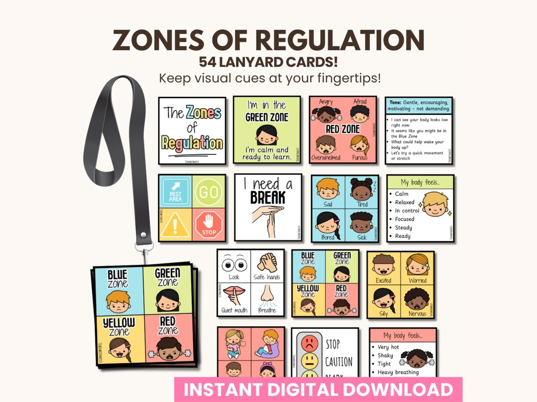 The Zones of Regulation Lanyard Cards | Self-regulation Tools ...