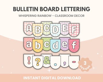 Ensemble de lettrage arc-en-ciel pour tableau d'affichage : décoration de la salle de classe (téléchargement numérique)