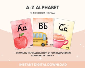Watercolor Alphabet Posters: Letter Formation, ABC Print (Digital Download)