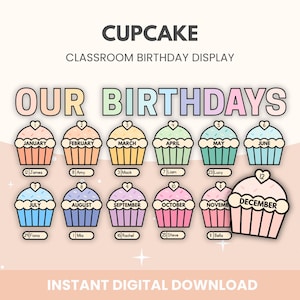 Cupcake Klassenzimmer Geburtstag Dekoration: Regenbogen Bulletin Board Kit (Digitaler Download)