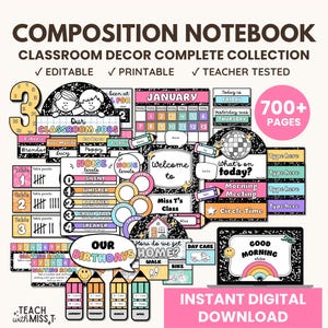 Composition Notebook Classroom Decor Bundle | Groovy Classroom Decor Complete Collection Mega Bundle | Composition Theme Classroom