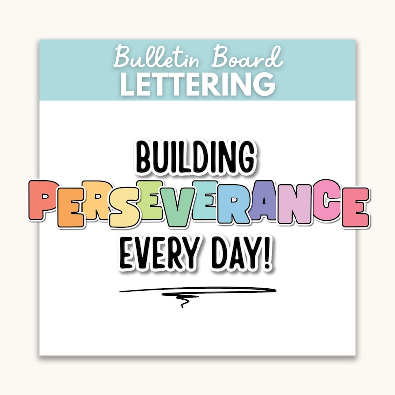 Perseverance Display Lettering Rainbow Perseverance Bulletin Board Kit: Classroom Decor (instant ...