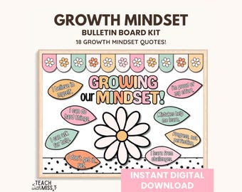 Boho Growth Mindset Bulletin Board Kit: Classroom Decor (Digital Download)