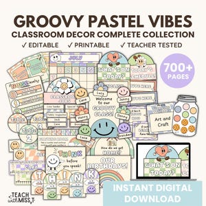 Groovy Pastel Vibes Classroom Decor Bundle | Groovy Retro Complete Collection Mega Bundle | Groovy Retro Classroom Decor Bundle