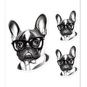 Niedlicher Frenchie Mama Brillenaufkleber, Liebe und Frenchie Hund, französische Bulldogge, persönlicher Welpen Stalker, für Züchter, Hausmeister oder Tierarzt
