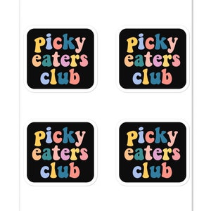 Sticker club difficile pour les critiques gastronomiques, goûts sélectifs, cadeau Fot des années 70 pour les végétaliens, végétalisme vintage arc-en-ciel, nourriture végétarienne pour enfants