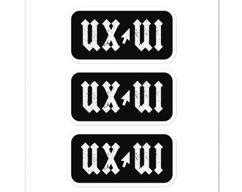 Gifts for the Designer, Researcher, and Developer in Your Life: A Distressed Rock Band Parody Sticker Sheet for UX/UI Design Enthusiasts