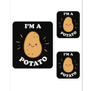 Lindas pegatinas de memes de "Soy una papa" para divertirse y alegrarse, cita divertida para amantes de las papas, generación de Internet, fiesta de cumpleaños, calcomanías para casilleros y computadoras portátiles.