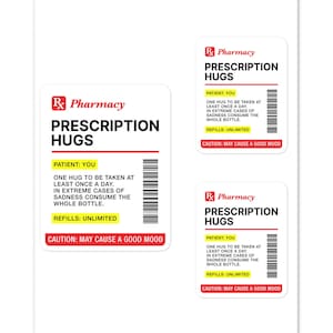 Prescription Hugs Bottle Label Sticker: Funny and Unique Halloween Gift ...