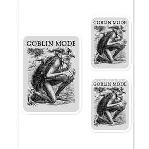 GOBLIN MODE ステッカー、のんびりとした時間、洗濯なしの休日、ゴブリンコアの美学、リラックスを求める人、ミームのファン、セルフケアでリラックスできる日曜日