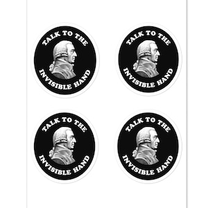 Adam Smith Portrait - Sprechen Sie mit der unsichtbaren Hand Aufkleber, lustiger Ökonomie-Witz, Geschenk für Ökonomie-Lehrer, Studenten, Professor oder Major,