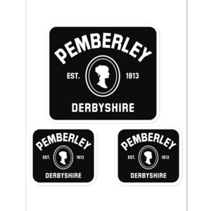 Sticker Orgueil et préjugés Pemberley, J. Austen Cadeau pour les amateurs de littérature et les fans de romance célébrant des réunions de clubs de lecture