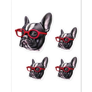 Adesivo Chic Frenchie Mama, mãe engraçada de buldogue francês com óculos estilosos, presente para entusiastas de cães para comemorar a conquista de um novo animal de estimação