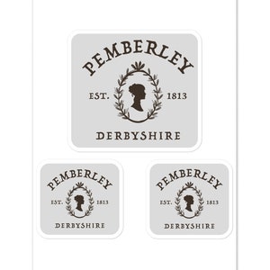 Pemberley 1813 - Pegatinas de Orgullo y prejuicio para fans de Jane Austen, amantes de la lectura, románticos, Elizabeth Bennet, el señor Darcy y miembros del club de lectura