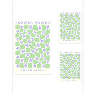 Dänischer Pastellästhetischer Flower Power Kopenhagen Markt Grüner Aufkleber, Geschenk für minimalistische Kunstliebhaber Danish Flower Fans, Frauen Teen Girls