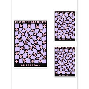 Nederland Pastel Estética Mercado de Flores Amsterdã Adesivos Roxos, Presente para Jardineiros Entusiastas de Viagens Expatriados Holandeses Aniversários Inauguração de Casa