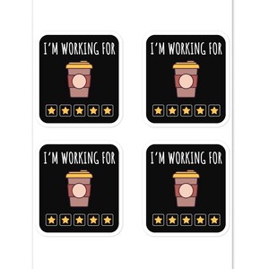 Pegatinas para tablero de fichas "Estoy trabajando para Coffee", tablero de fichas lindo ABA, BCBA, analista de conducta, psiquiatra del autismo, psicología, cafeína