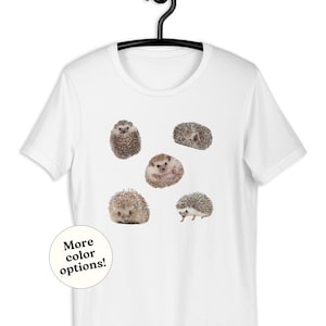 Cute Hedgehog Poses Animal Pattern T-Shirt, Sleepy Adorable Mom Aesthetic Tee, Hedgehog Shirt for Girls, Witchy Thorny Porcupine Friend