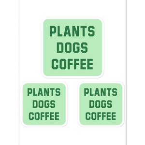 Pegatinas de plantas, perros y café, regalo para amantes de las plantas, mamás de perros, adictas al café, para celebrar la adopción de un perro, calcomanías de vinilo para botellas de agua para computadora portátil