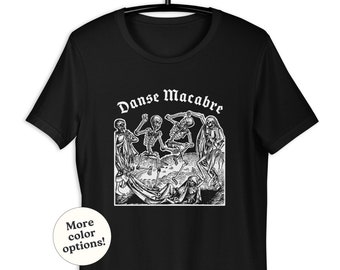 Dance of Death T-Shirt, Danse Macabre Tee, Spooky Medieval Art Skeletons Gothy, Creepy Occult Skulls, Satanic Graphic Gift, Scary Costume