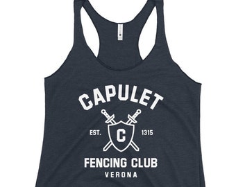 Capulet Fencing Club Romeo Juliet Women Tank Top, English Majors Drama Teachers, Theatre Fans, Book Lovers, Shakespeare Sporty Gift for Her