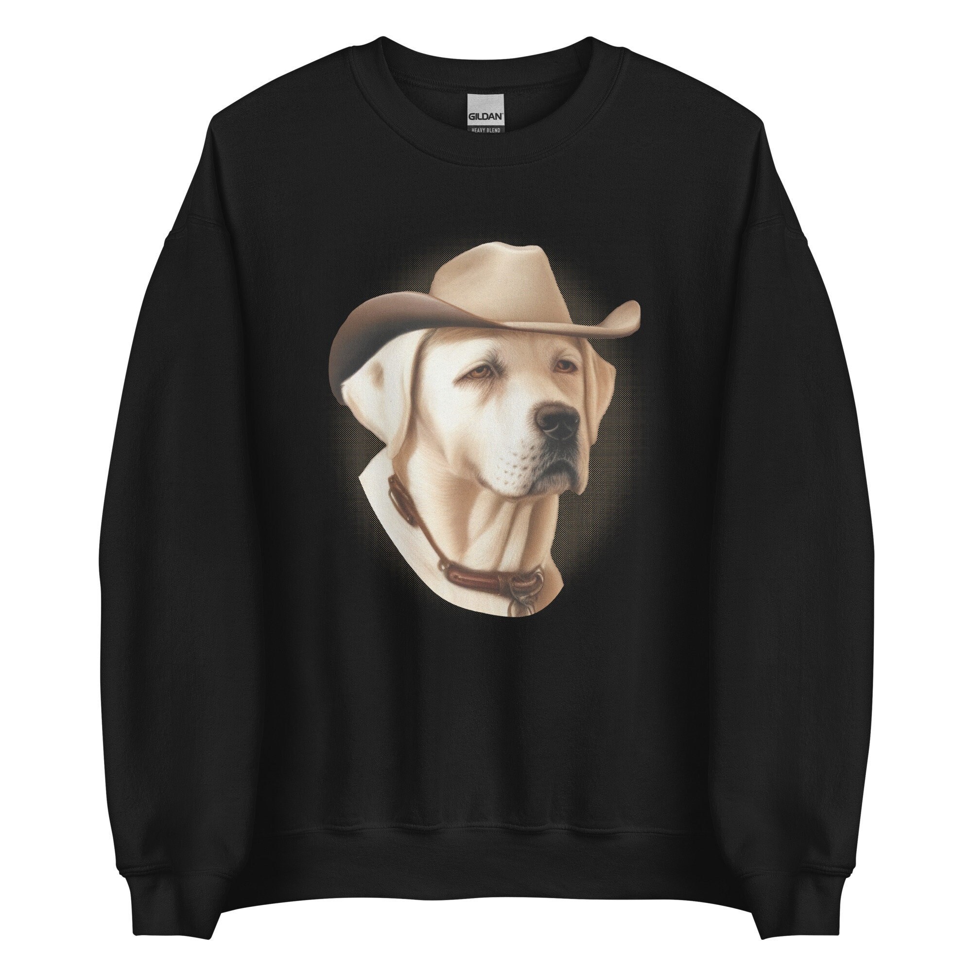 Funny White Labrador Retriever Dog Sweatshirt, Cute White Cowboy Lab ...