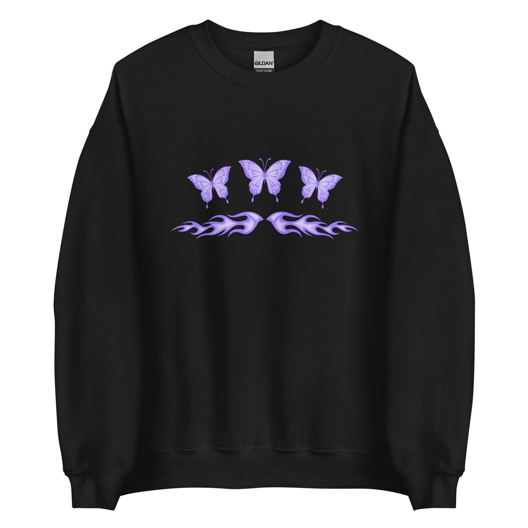 Fairycore Purple Butterfly Tattoo Flames Y2k Egirl Aesthetic Etsy
