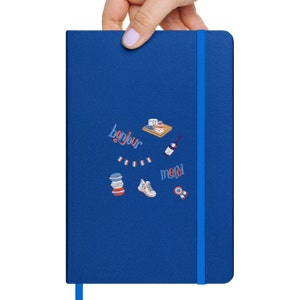 Elegant fransk symbolmönster med inbunden anteckningsbok, present till frankofiler, språkälskare, fransklärare, Parisfans, Bastiljedagen