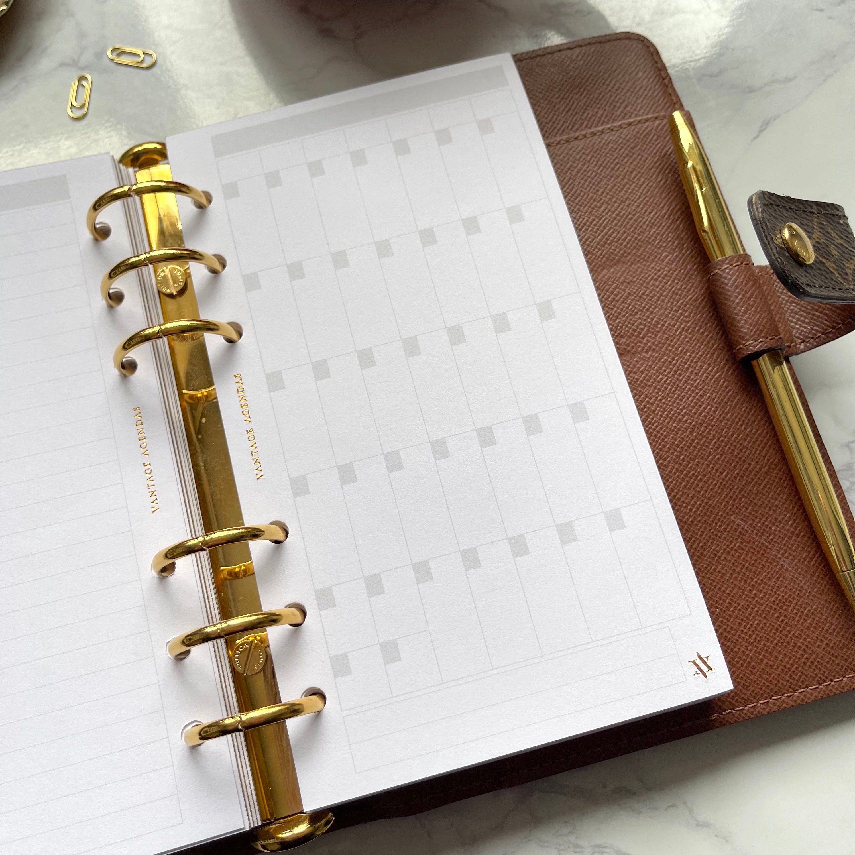 Personal Sized Planner -Undated Monthly Pages Inserts suitable for Louis  Vuitton MM Agenda - Rose Gold or Gold metallic edge- Goal plan