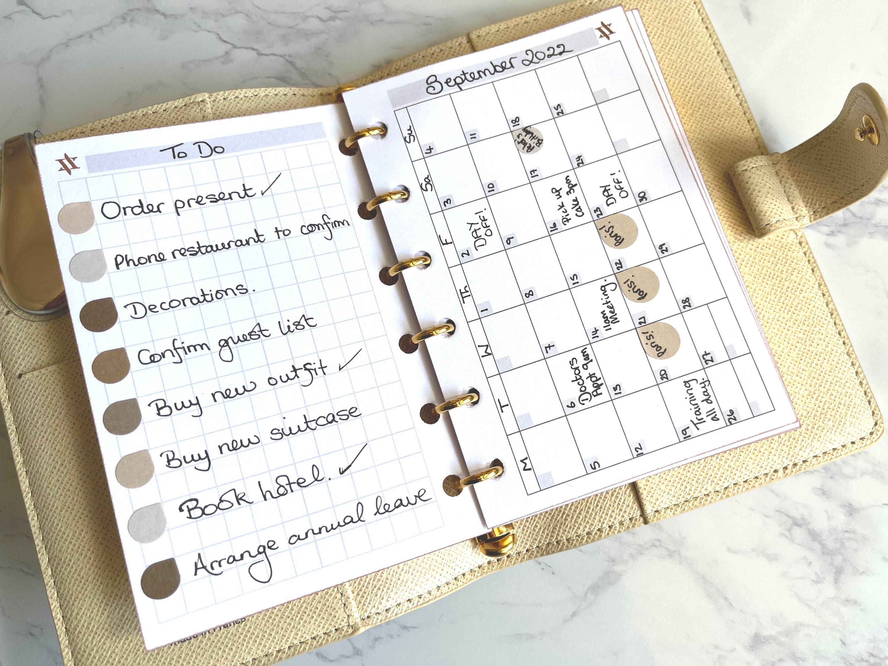 Pocket Planner Inserts Monthly Planner Pages With Rose Gold Etsy