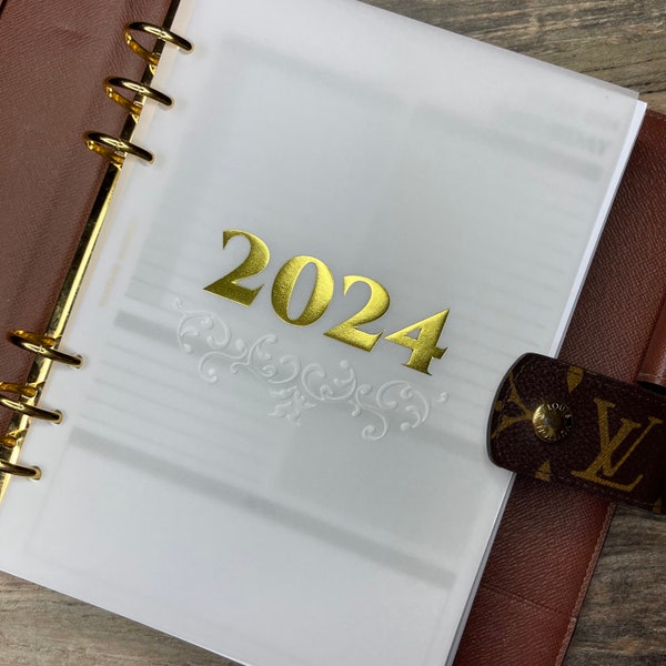 2024 Daily Dated Planner Inserts Suitable for the LV GM Agenda, A5 6 ring agenda, filofax with rose gold or gold gilt edges SECONDS