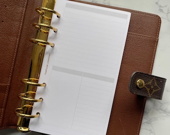 Personal Size Planner - Rosé Gold oder Gold Ränder - undatierte Tagesplaner oder Projektplaner Einlagen - Passend für LV MM Agenda