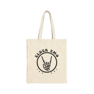 Elder Emo Cotton Canvas Tote Bag, Reusable Eco-Friendly Bag, Gift for Teens, Music Lover Tote, Vintage Style Bag, Everyday Carryall