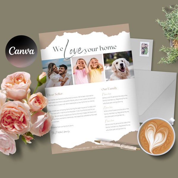 love letter paper design pdf Home Offer Letter Template, Editable Home Offer, Printable Family Home Buyer Letter, Dear Seller, Offer Letter To Seller, We Love Your Home