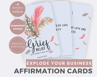 Grief Affirmation Cards Set, COMMERCIAL USE, Coping with Grief & Loss Counseling, Therapist Resources, Therapy Support Tools, Loss of Family