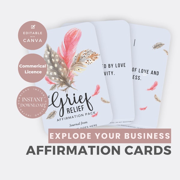 Grief Affirmation Cards Set, COMMERCIAL USE, Coping with Grief & Loss Counseling, Therapist Resources, Therapy Support Tools, Loss of Family