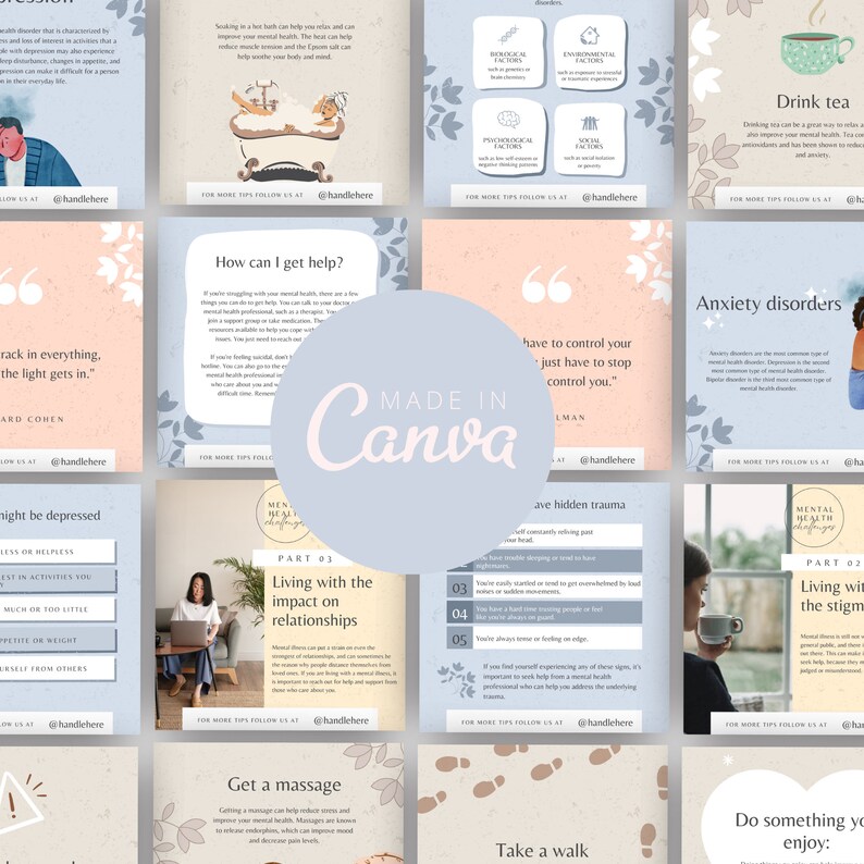 Canva Template Mental Health Quotes Instagram Templates Therapist Quote ...