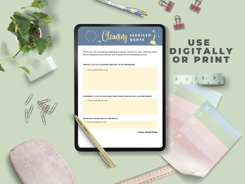 Cleaning Services Estimate Template Commerical Cleaner Business