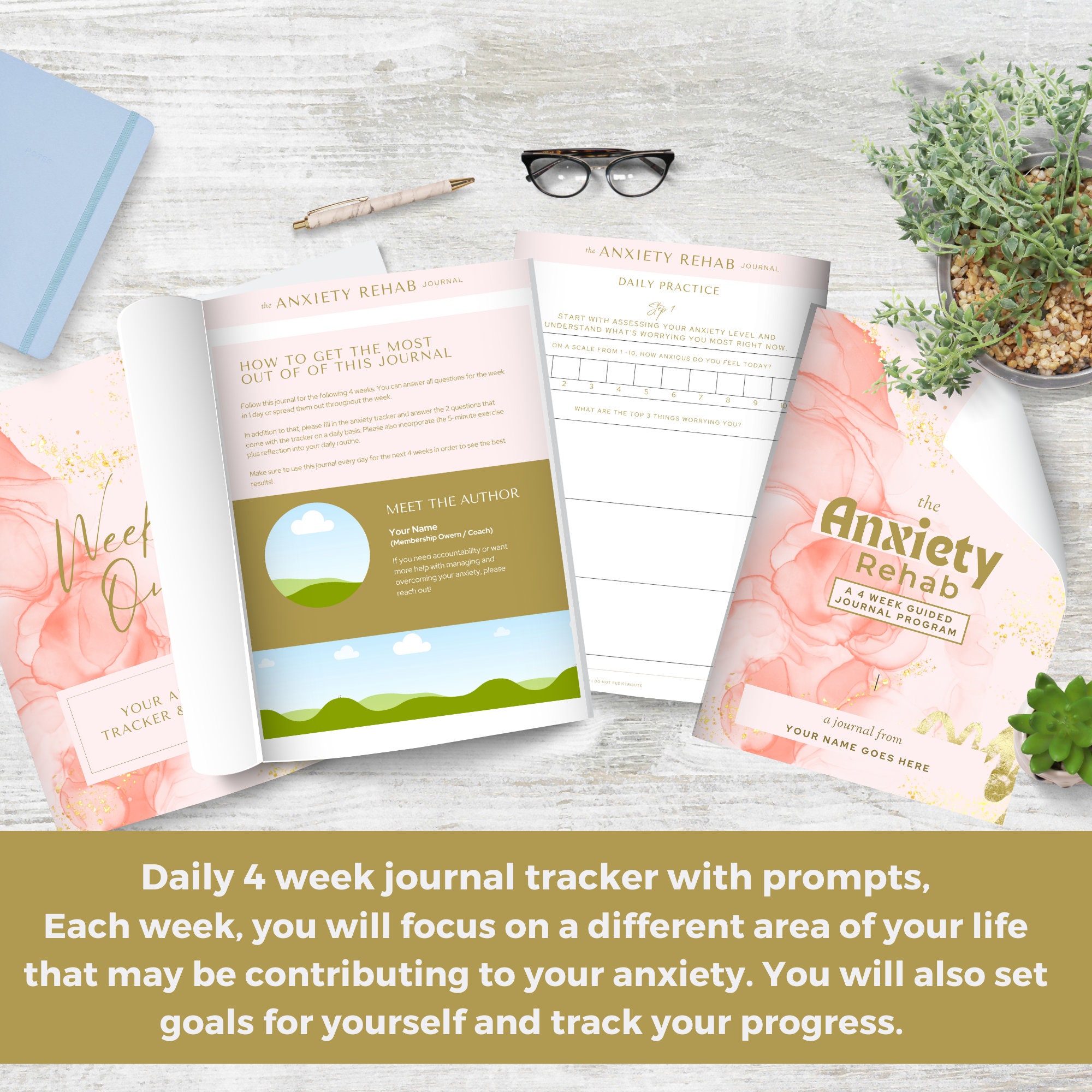 Anxiety Journal Template Canva Templates Health Journal COMMERICAL USE