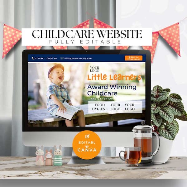 Daycare Website Template, Start a Daycare Business, Kids Daycare Preschool Website Design, Childcare & Nursery Provider, Canva Website